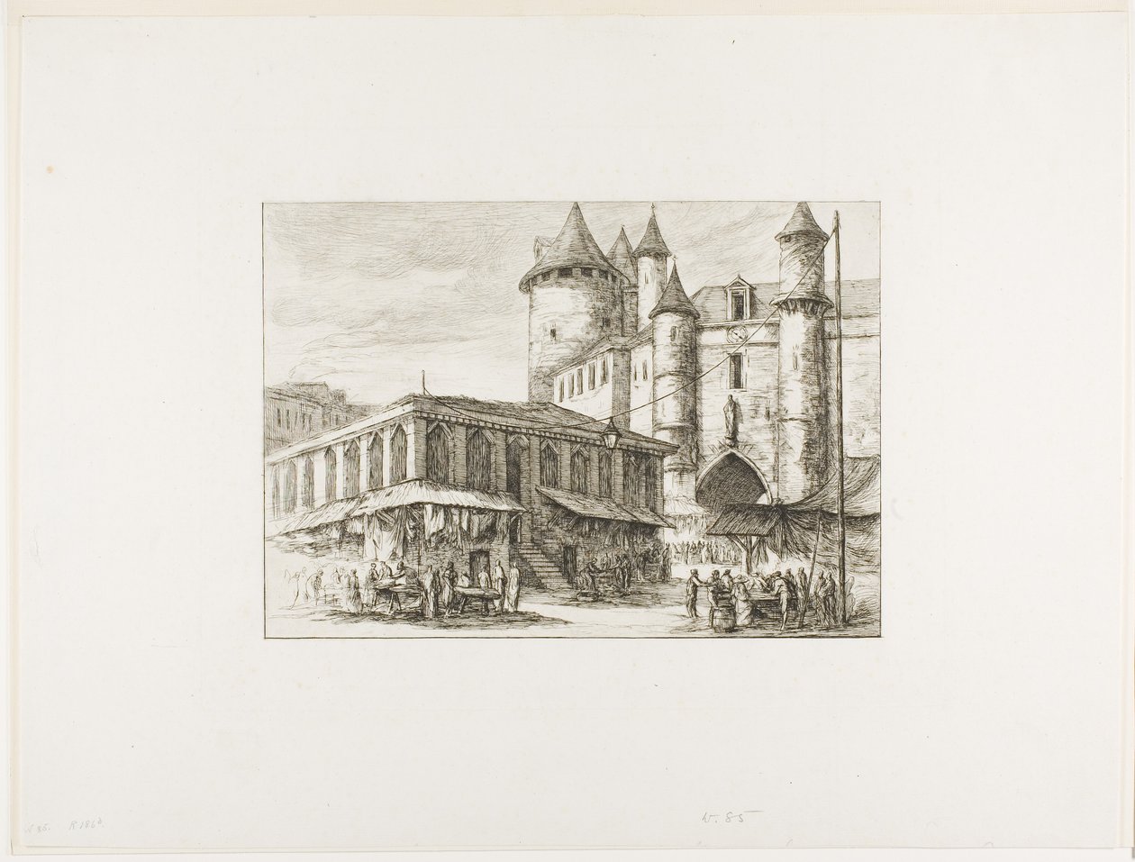 The Grand Châtelet, Paris, ca. 1780, etter en tidligere tegning av Charles Meryon