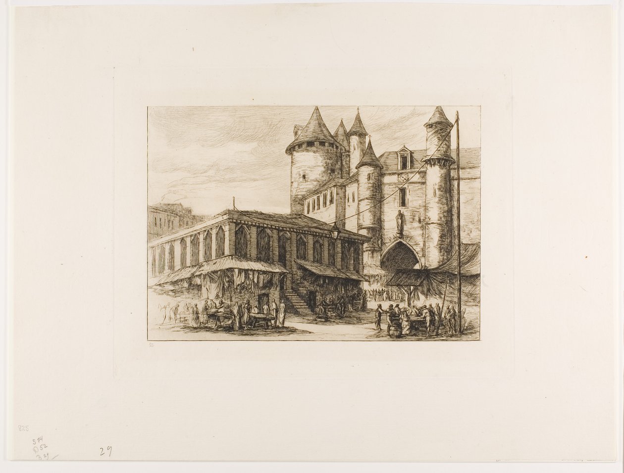 The Grand Châtelet, Paris, ca. 1780, etter en tidligere tegning av Charles Meryon
