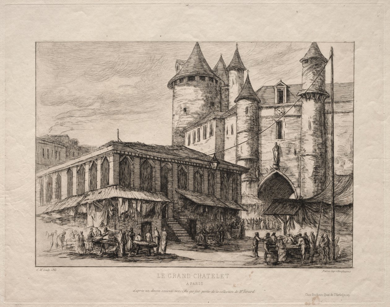 The Grand Châtelet, Paris, ca 1780 av Charles Meryon