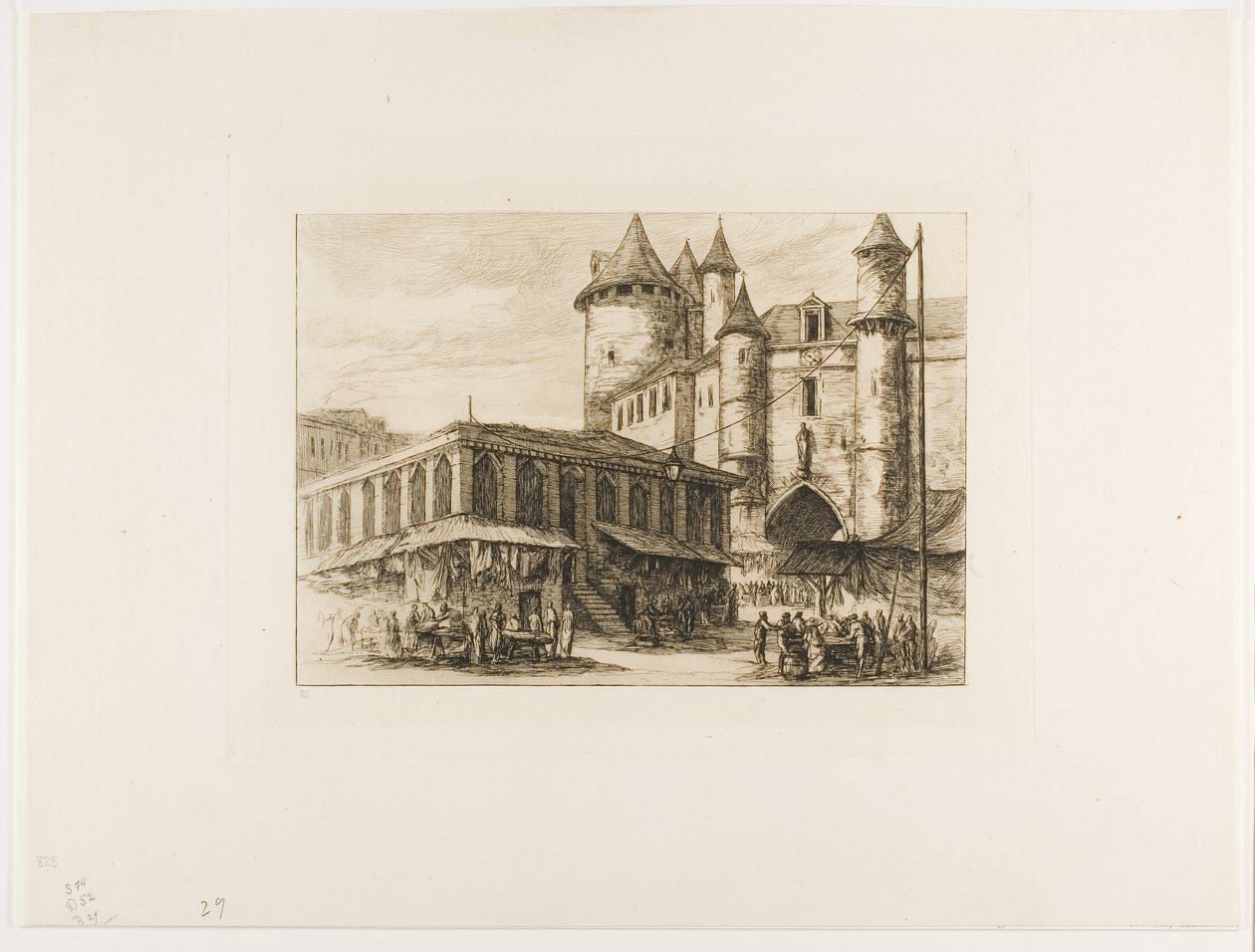 The Grand Châtelet, Paris, ca. 1780, etter en tidligere tegning av Charles Meryon