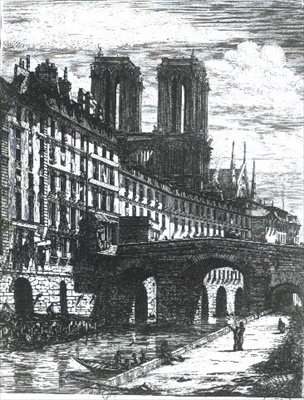 Den lille broen på Hotel-Dieu av Charles Meryon