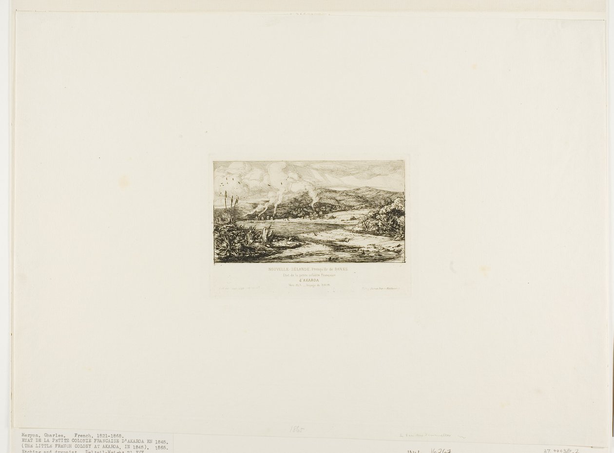 Den lille franske kolonien ved Akaroa, 1845 av Charles Meryon