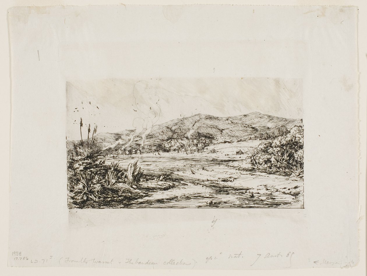 Den lille franske kolonien ved Akaroa, 1845 av Charles Meryon