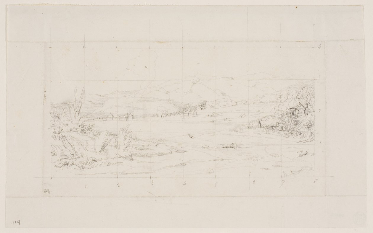 Den lille franske kolonien i Akaroa, 1845 av Charles Meryon