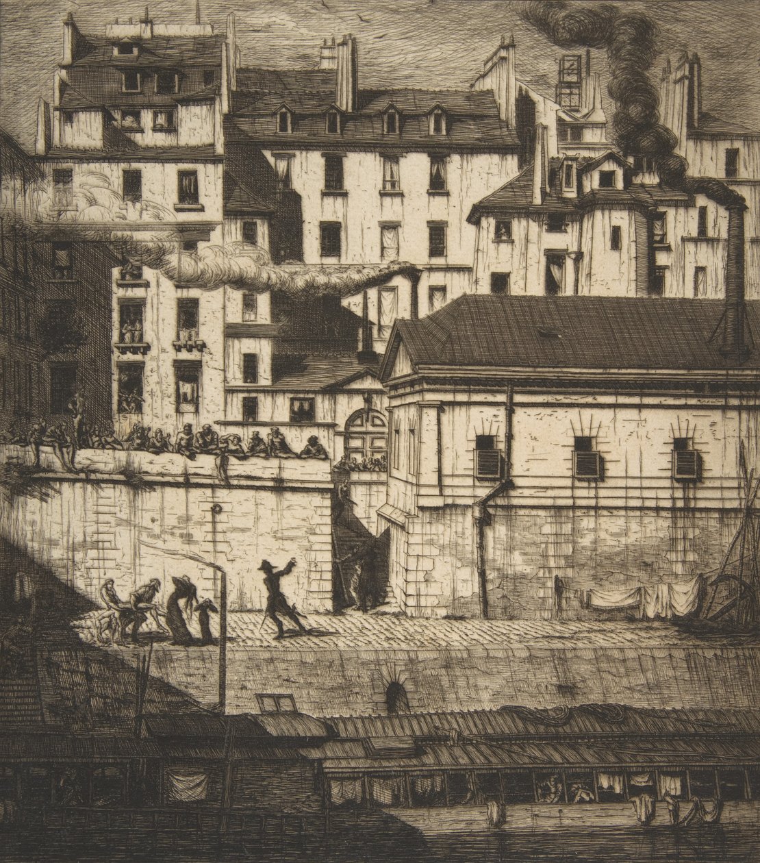 The Mortuary, Paris La Morgue, 1854. av Charles Meryon