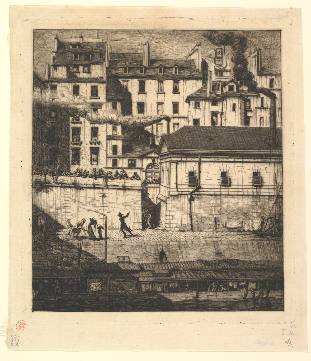 The Mortuary, Paris La Morgue, 1854. av Charles Meryon