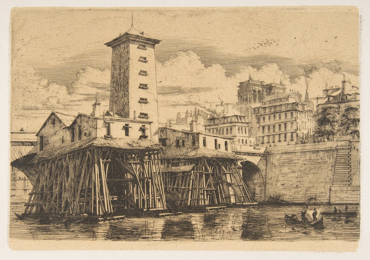 Notre-Dame-pumpen, Paris av Charles Meryon