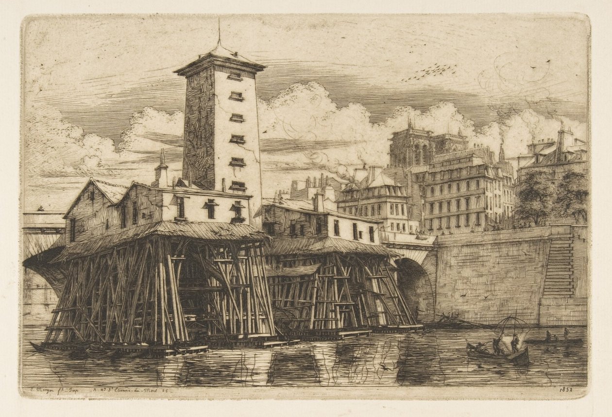 Notre-Dame-pumpen, Paris av Charles Meryon