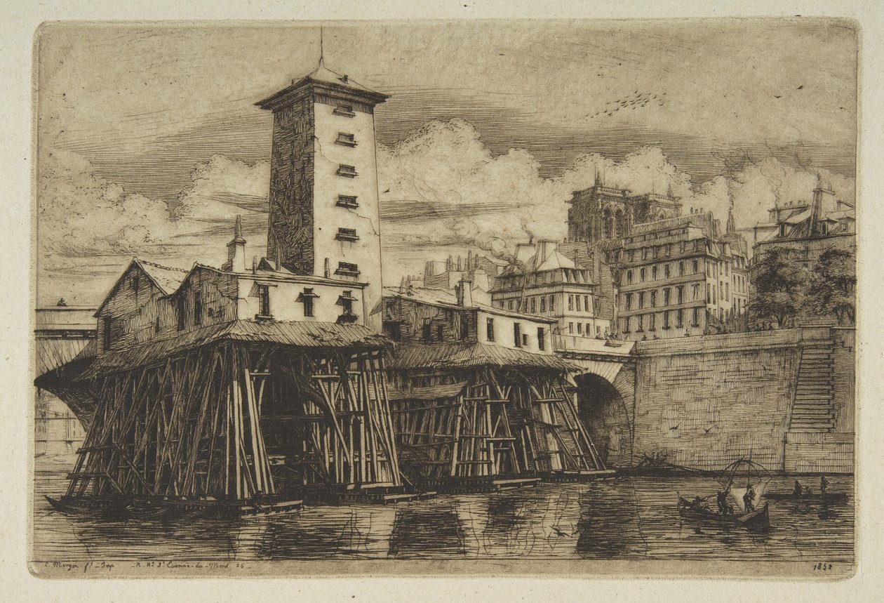 Notre-Dame-pumpen, fra «Etsninger fra Paris» av Charles Meryon