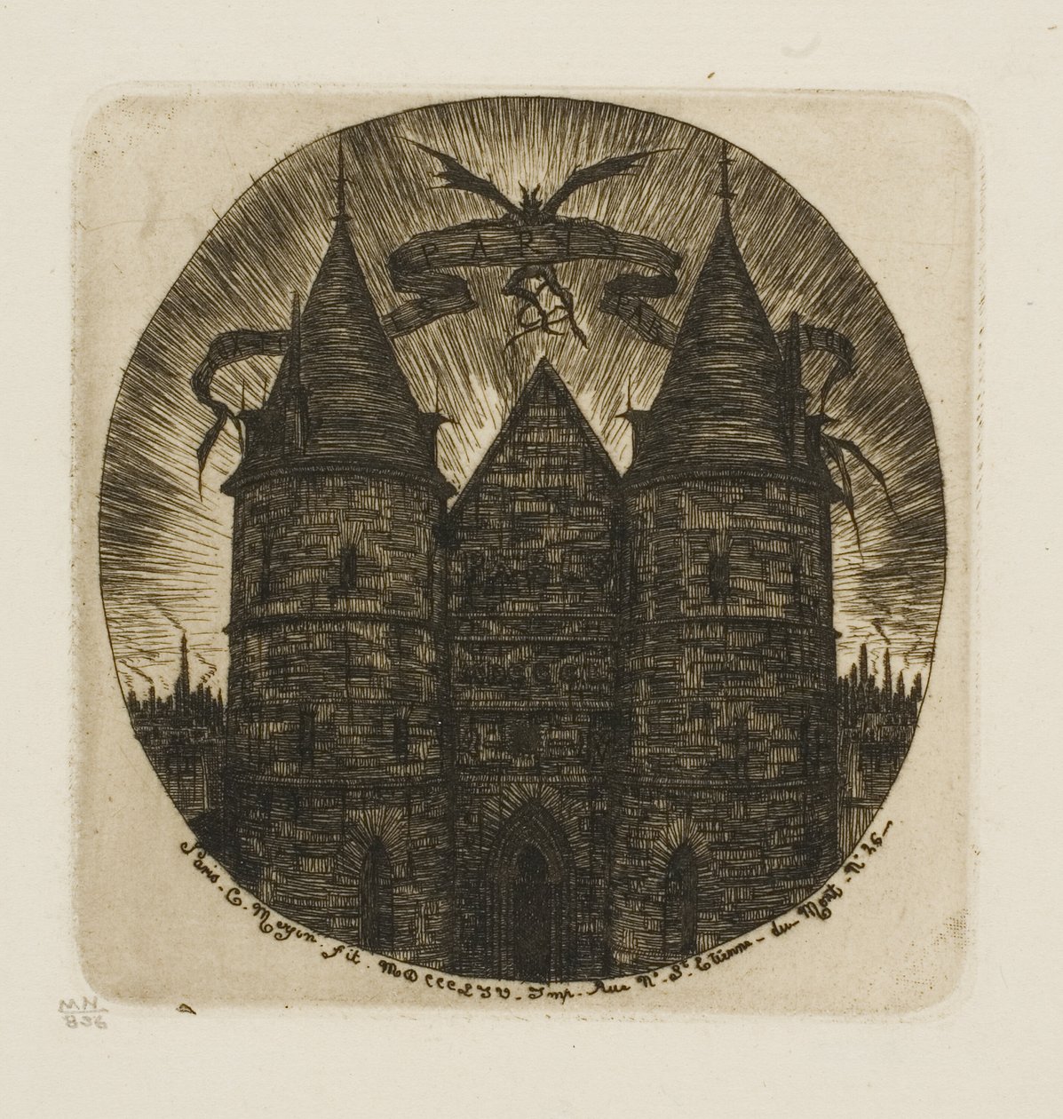 Den gamle porten til Justispalasset, Paris av Charles Meryon