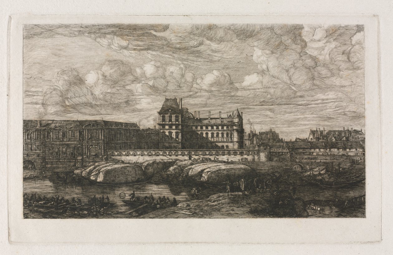 Det gamle Louvre fra et maleri av Zeeman, 1651 av Charles Meryon