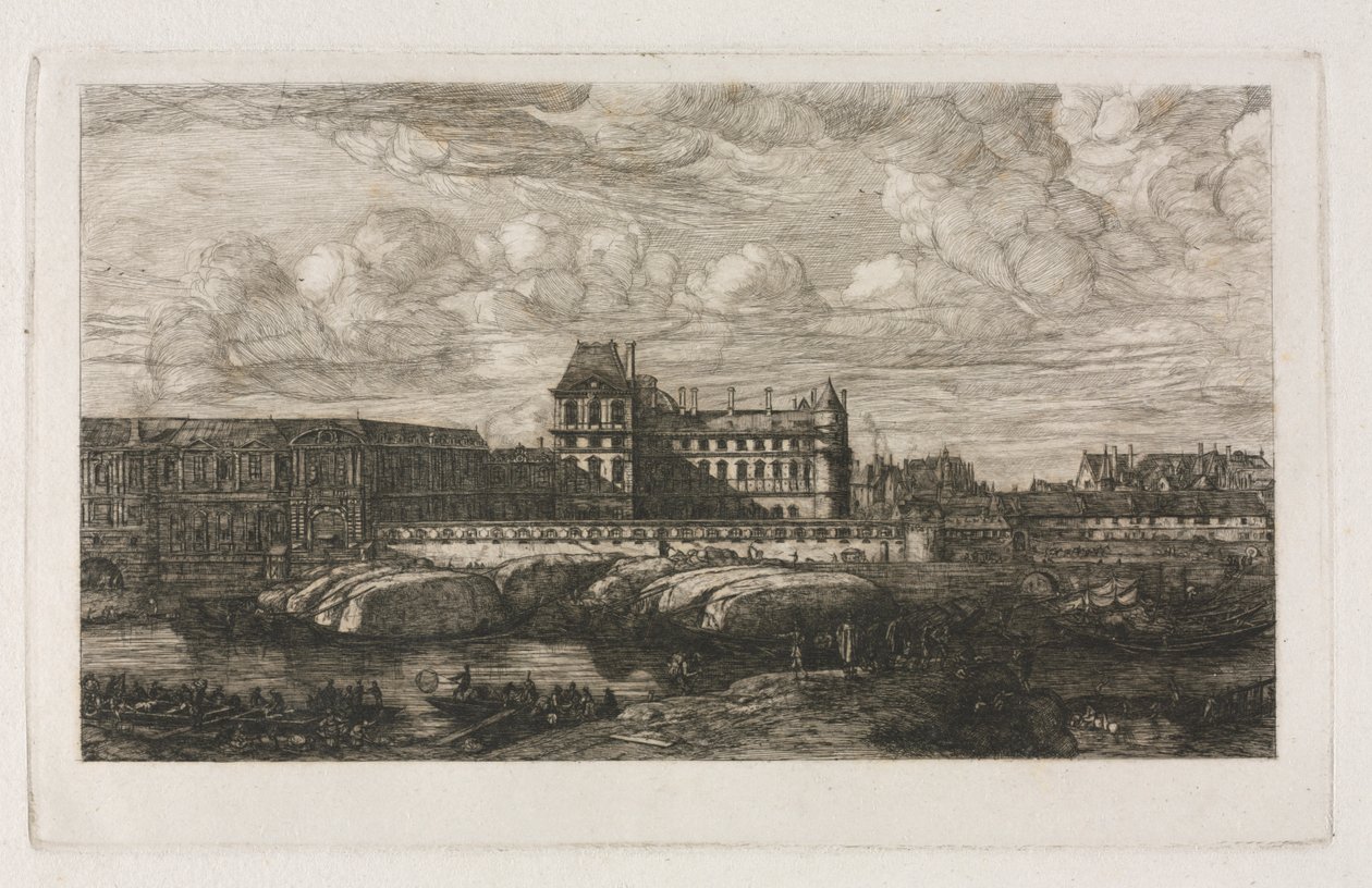 Det gamle Louvre fra et maleri av Zeeman, 1651, 1866. av Charles Meryon