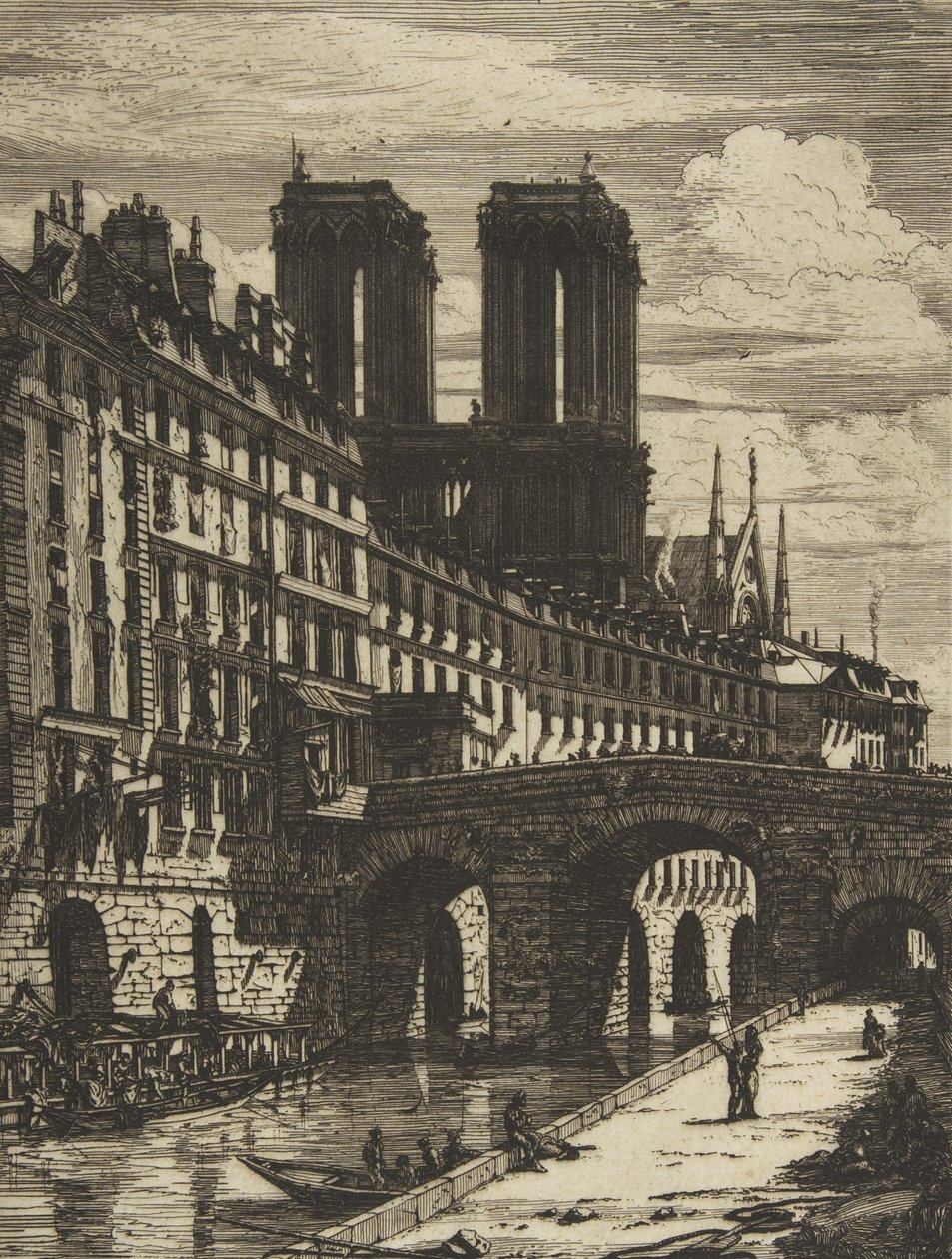 The Petit Pont, Paris, 1850 og senere. av Charles Meryon