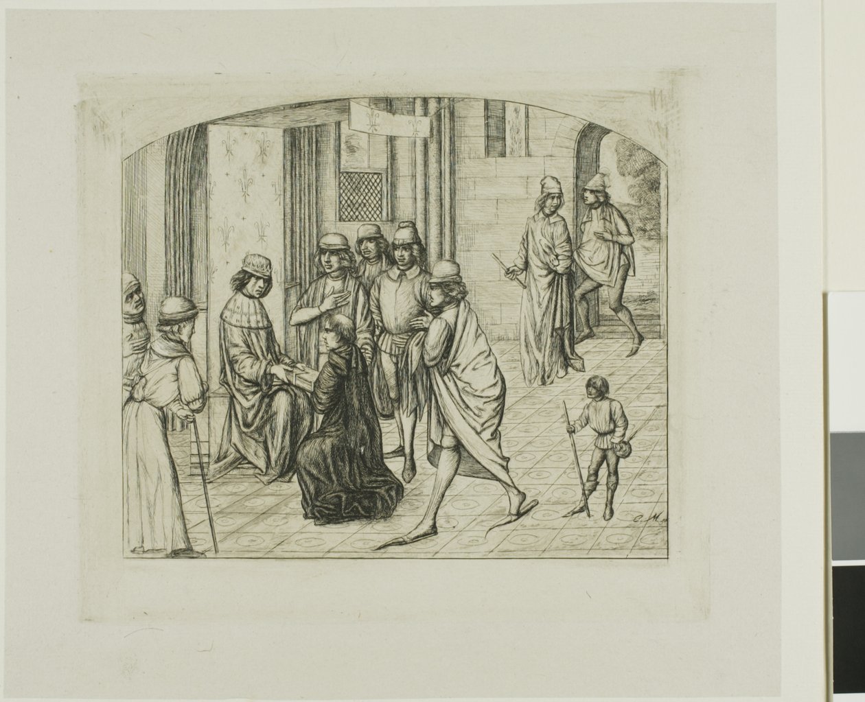 Skriveren Valère Maxime presentert for kong Louis XI av Charles Meryon