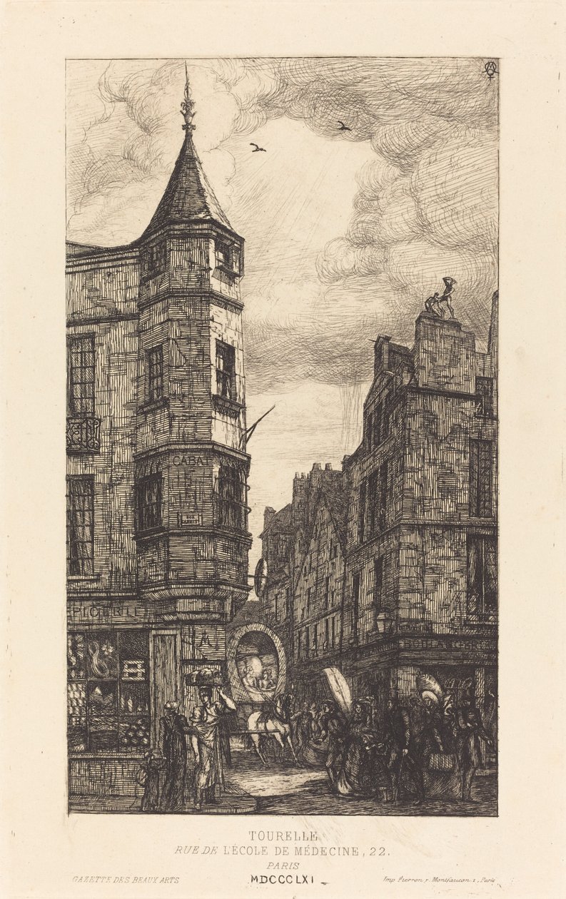Turret, gate ved School of Medicine, 22, Paris av Charles Meryon