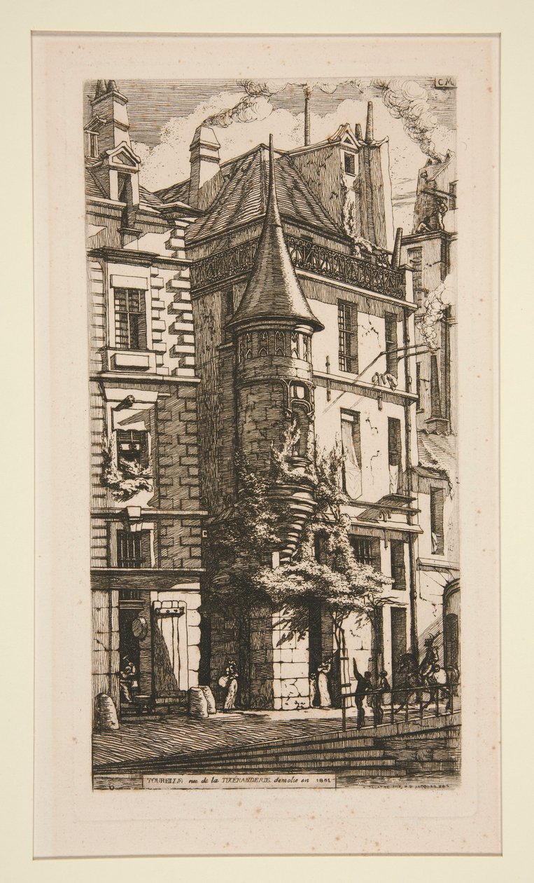 Tourelle, Rue de la Tixeranderie (Hus med et tårn, rue de la Tixeranderie) av Charles Meryon