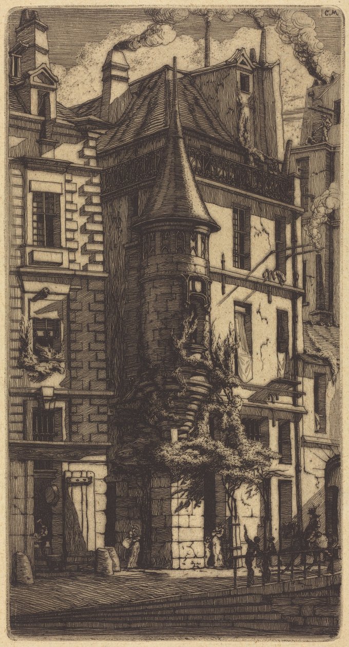 Tårn i Rue de la Tixéranderie, Paris av Charles Meryon
