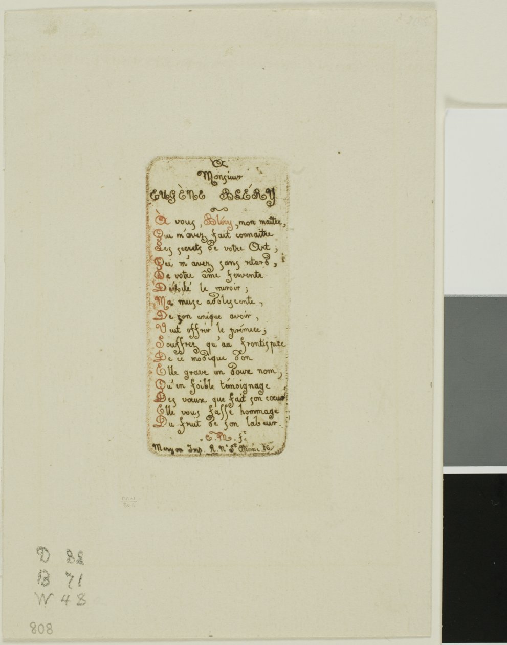 Vers dedikert til Eugène Bléry, nr. 1 av Charles Meryon
