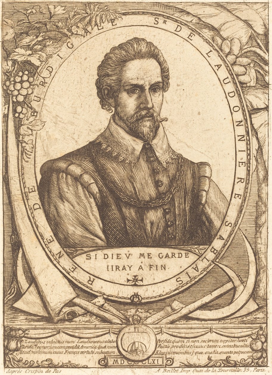 René Laudonniere Sablais (De Burdigale) av Charles Meryon after Crispijn de Passe I
