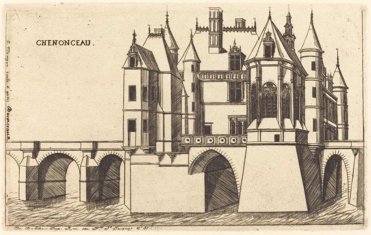 Chateau de Chenonceau, 2. tallerken (The Chateau of Chenonceau, 2. plate) av Charles Meryon after Jacques Androuet Ducerceau I
