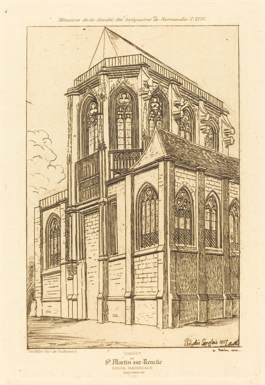 Chevet de St. Martin-sur-Renelle (Apsis i kirken St. Martin-sur-Renelle) av Charles Meryon after Polycles Langlois