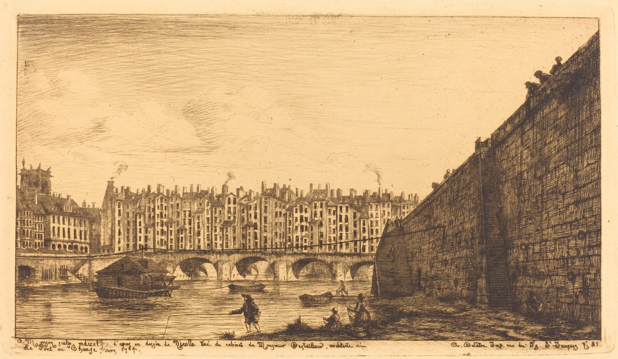 Pont-au-Change, Paris, rundt 1784 av Charles Meryon after Victor Jean Nicolle