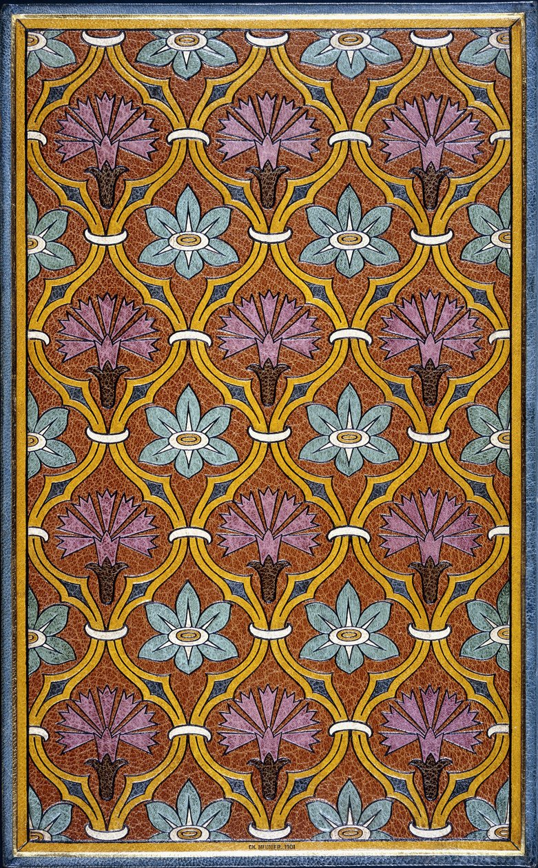 Innvendig omslag med blomsterdesign av Charles Meunier