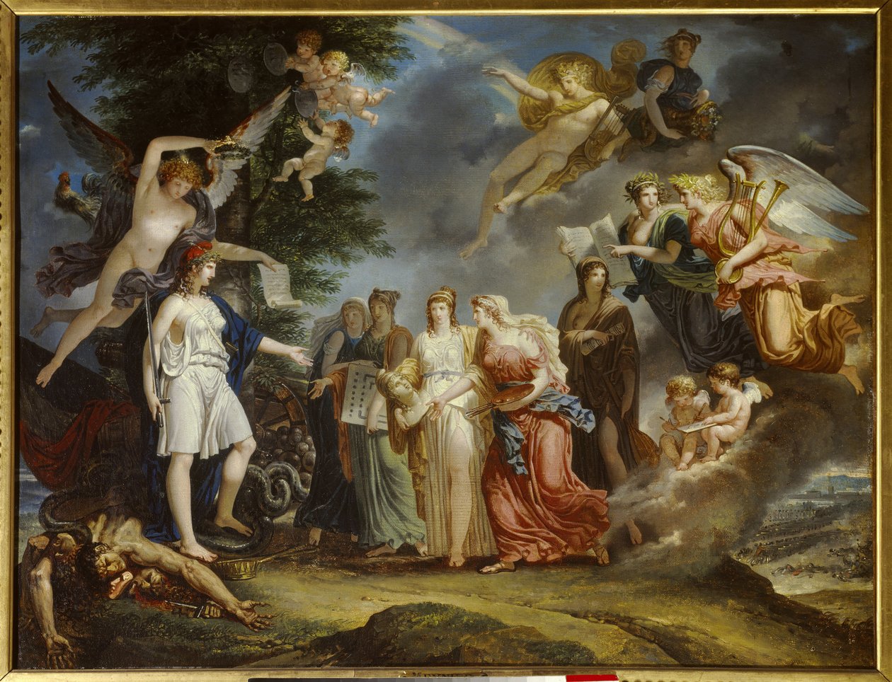 Age of Enlightenment: "" Det triumferende Frankrike oppmuntrer vitenskap og kunst midt i krigen"" Maleri av Charles Meynier (1768-1832) 1795 Paris, Musee Marmottan av Charles Meynier
