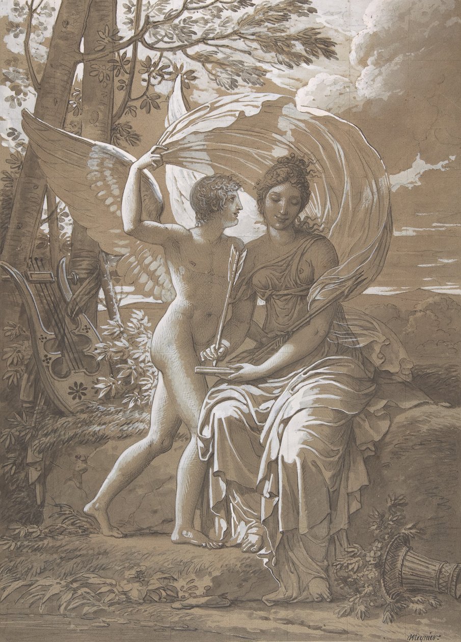 Muse Erato skriver vers inspirert av kjærlighet, ca. 1797. av Charles Meynier