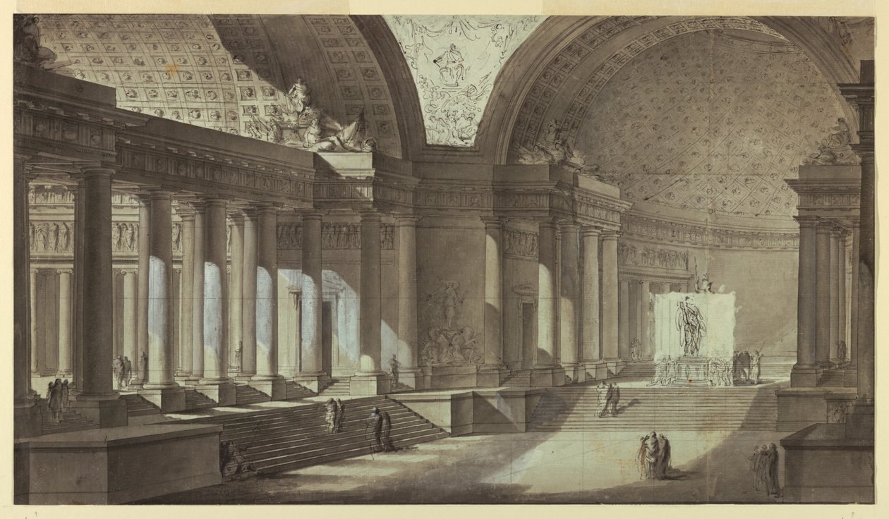 Architectural Fantasy: Temple of Athena Interiør av Charles Michel Ange Challe