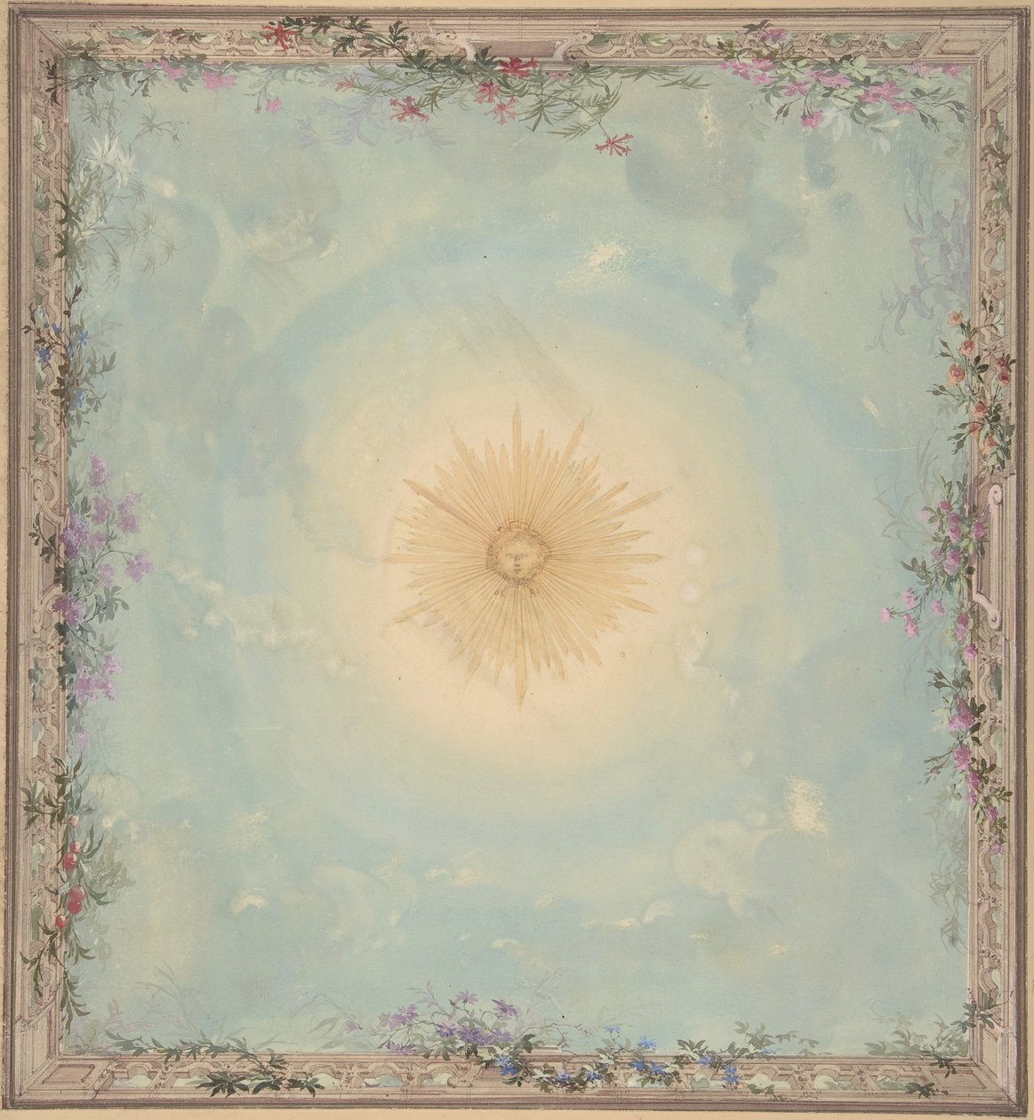 Design for Ceilings with Central Sunburst, 1800-tallet. av Charles Monblond