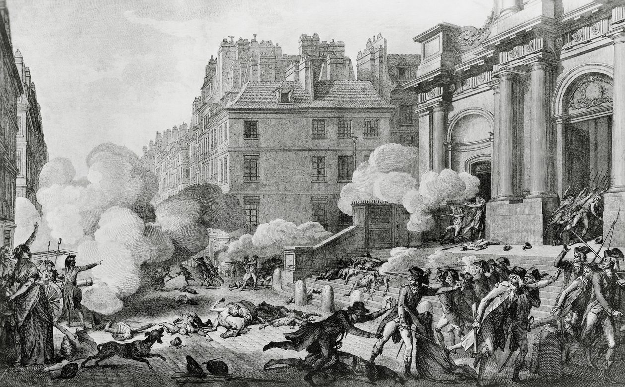 Napoleon Bonaparte (1769-1821) undertrykker det royalistiske opprøret foran Eglise Saint-Roch i Paris av Charles Monnet