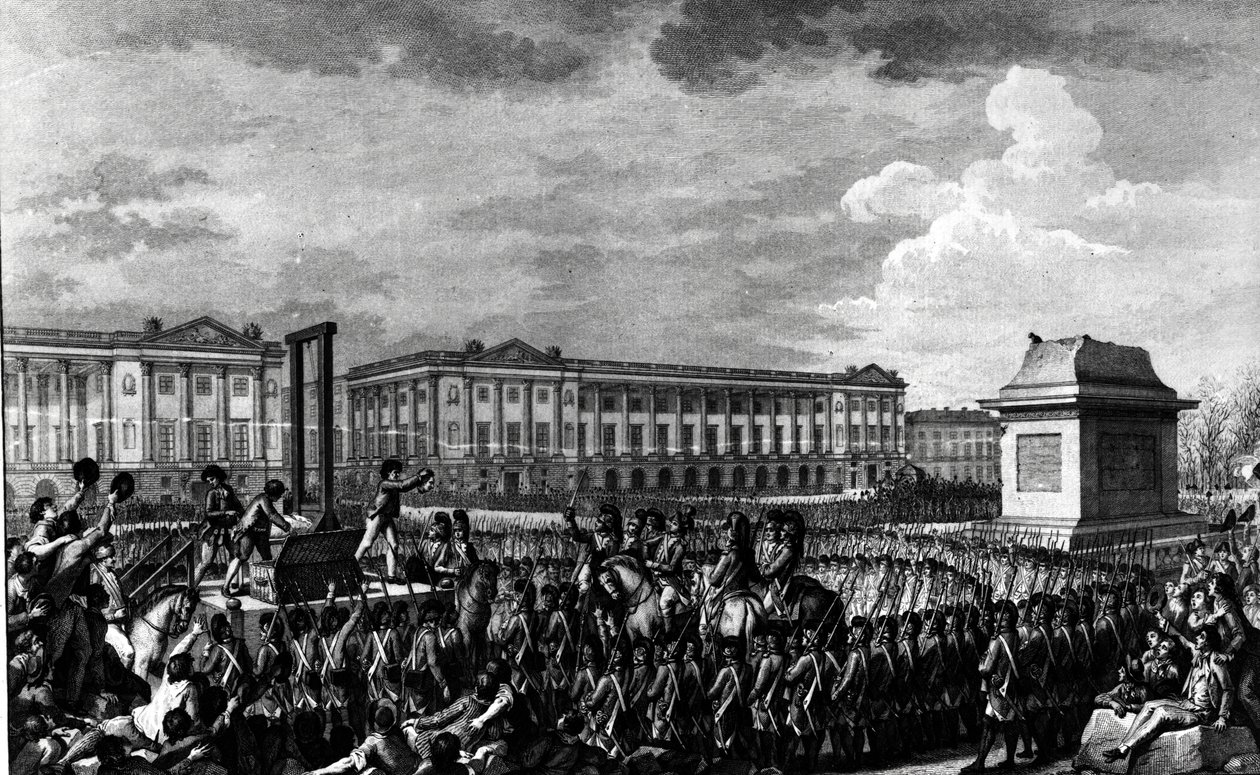 Dagen 21. januar 1793: Ludvig XVIs (1754-93) død på Place de la Revolution, gravert av Isidore Stanislas Helman (1743-1809) 1793 av Charles Monnet