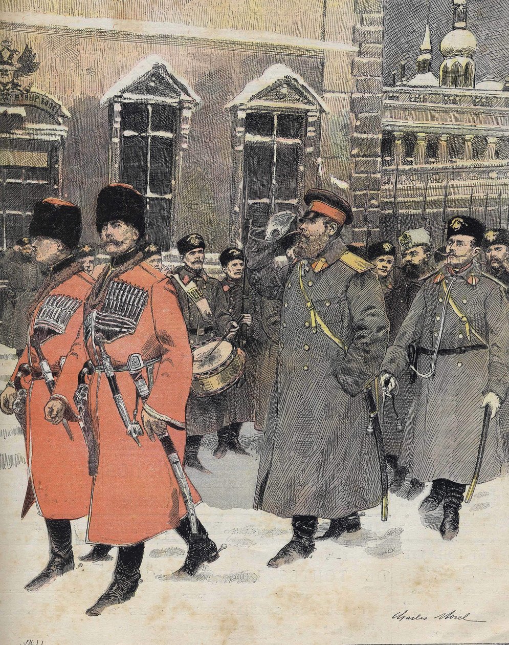 Keiseren (tsaren) av Russland Alexander III dro til de hellige kontorer 1. januar av Charles Morel