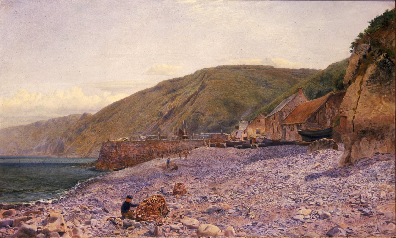 Among the Shingle at Clovelly, 1864 av Charles Napier Hemy