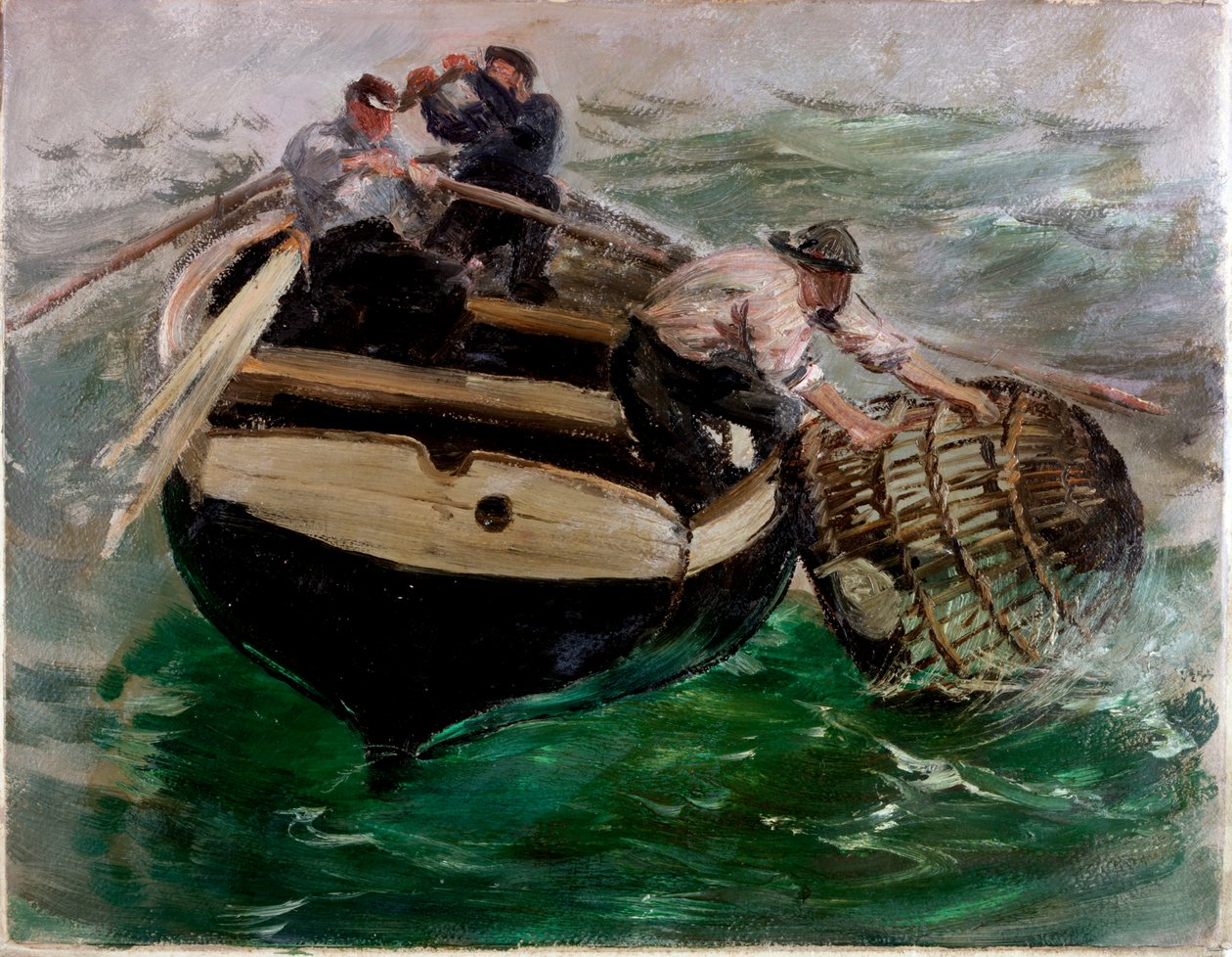 Innhaling av hummerteiner (olje på papir) av Charles Napier Hemy