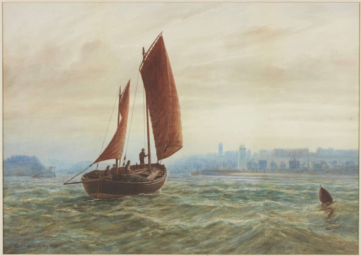 Off North Shields (blyant, akvarell og kroppsfarge på papir) av Charles Napier Hemy