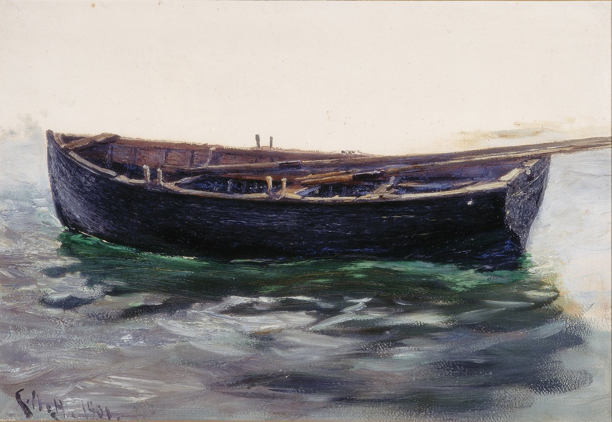 Studie av båt (olje på papir (limt på kort)) av Charles Napier Hemy