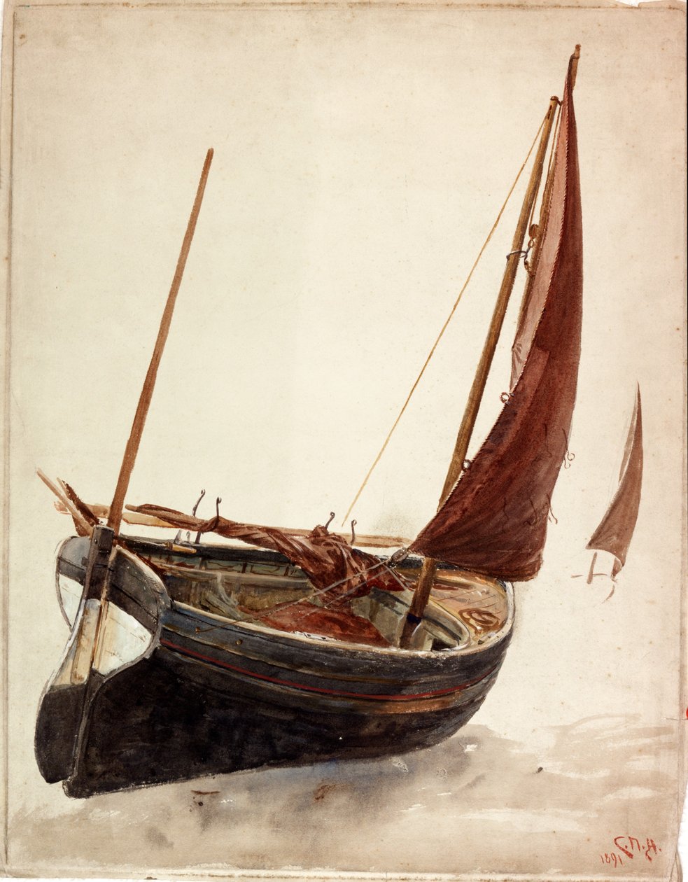 Studie av en båt (kroppsfarge) av Charles Napier Hemy