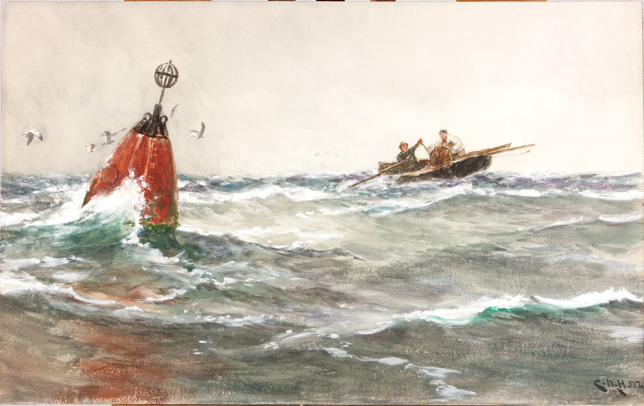 Den røde bøyen (bc og wc på kort) av Charles Napier Hemy