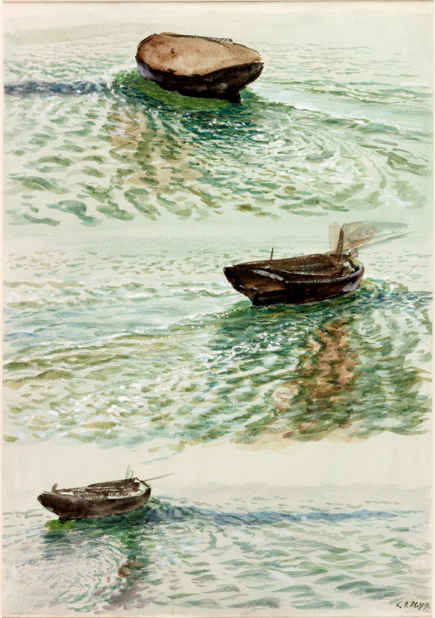 Tre joller (kroppsfarge og akvarell på papir) av Charles Napier Hemy