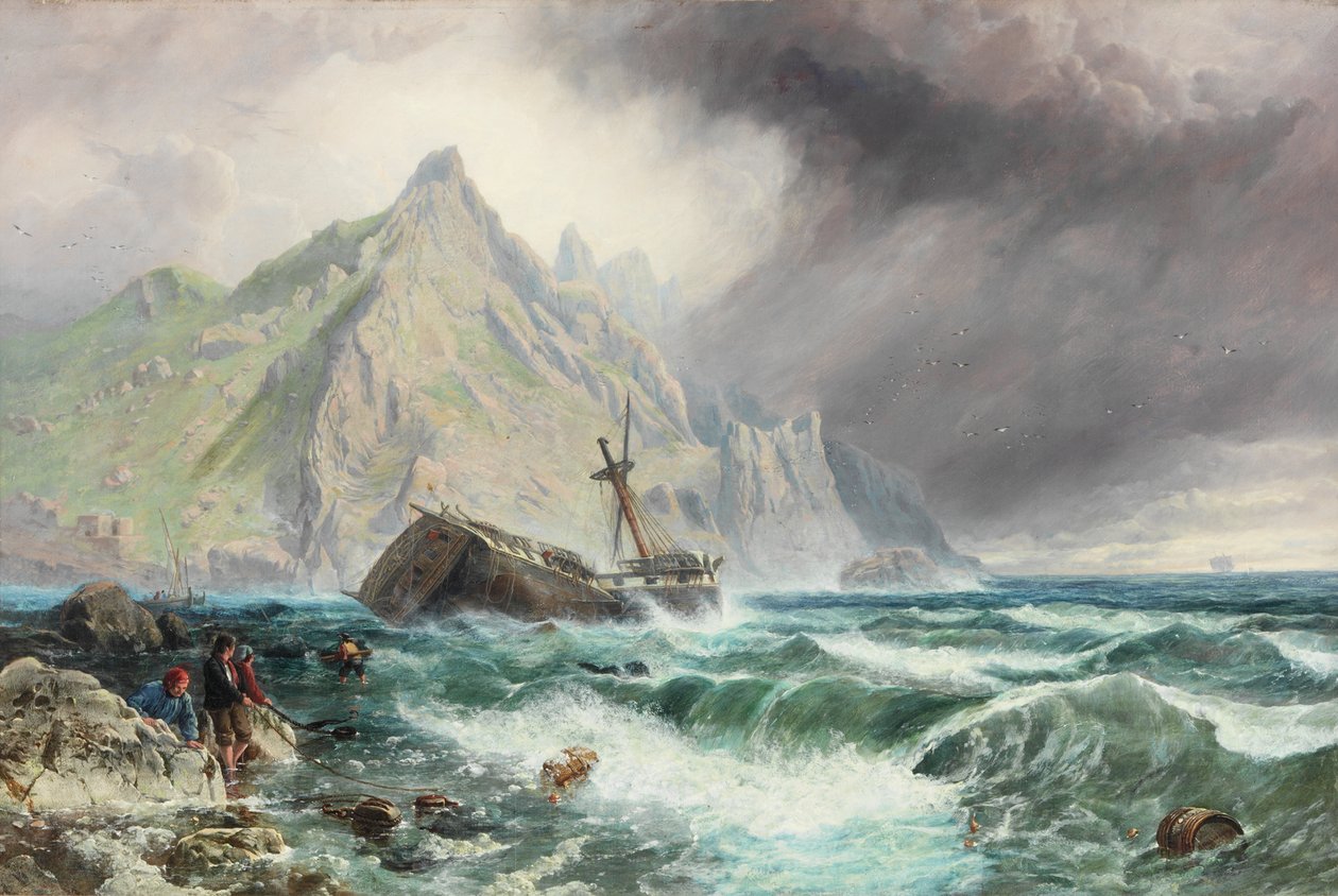 Vraket av en fregatt på den sørlige kysten av Spania, 1863 av Charles Napier Hemy