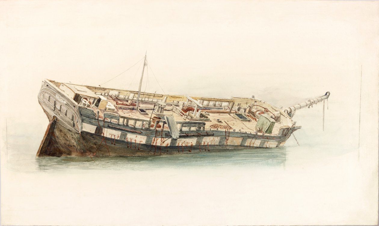 Wreck of a Man of War (kroppsfarge) av Charles Napier Hemy
