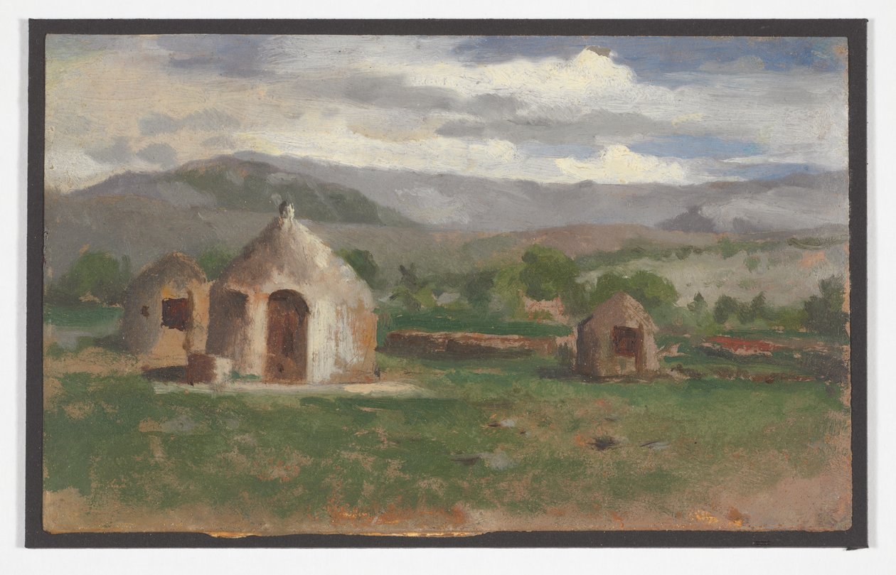 Landskapsskisse med primitive hytter, Provence av Charles Nègre