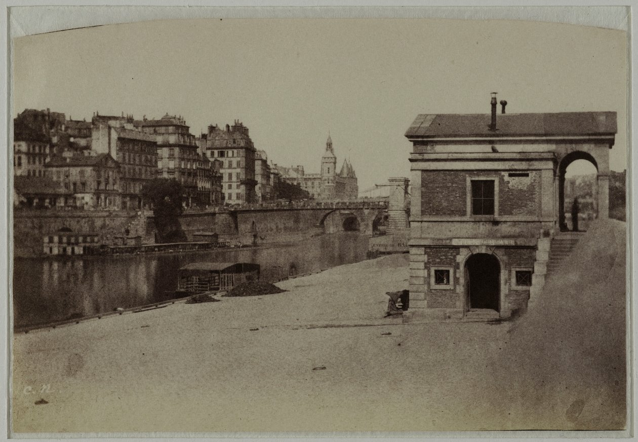 Tollpaviljong, havnen ved Hôtel-de-Ville og Île de la Cité med Conciergeriet, 4. arrondissement, Paris. av Charles Nègre