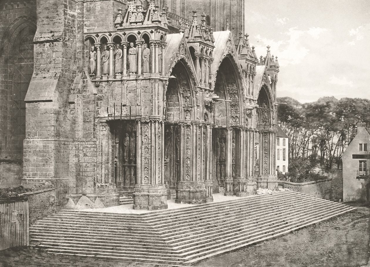 Chartres katedral - Portico du Midi XII. århundre, ca. 1854, trykt ca. 1857. av Charles Nègre