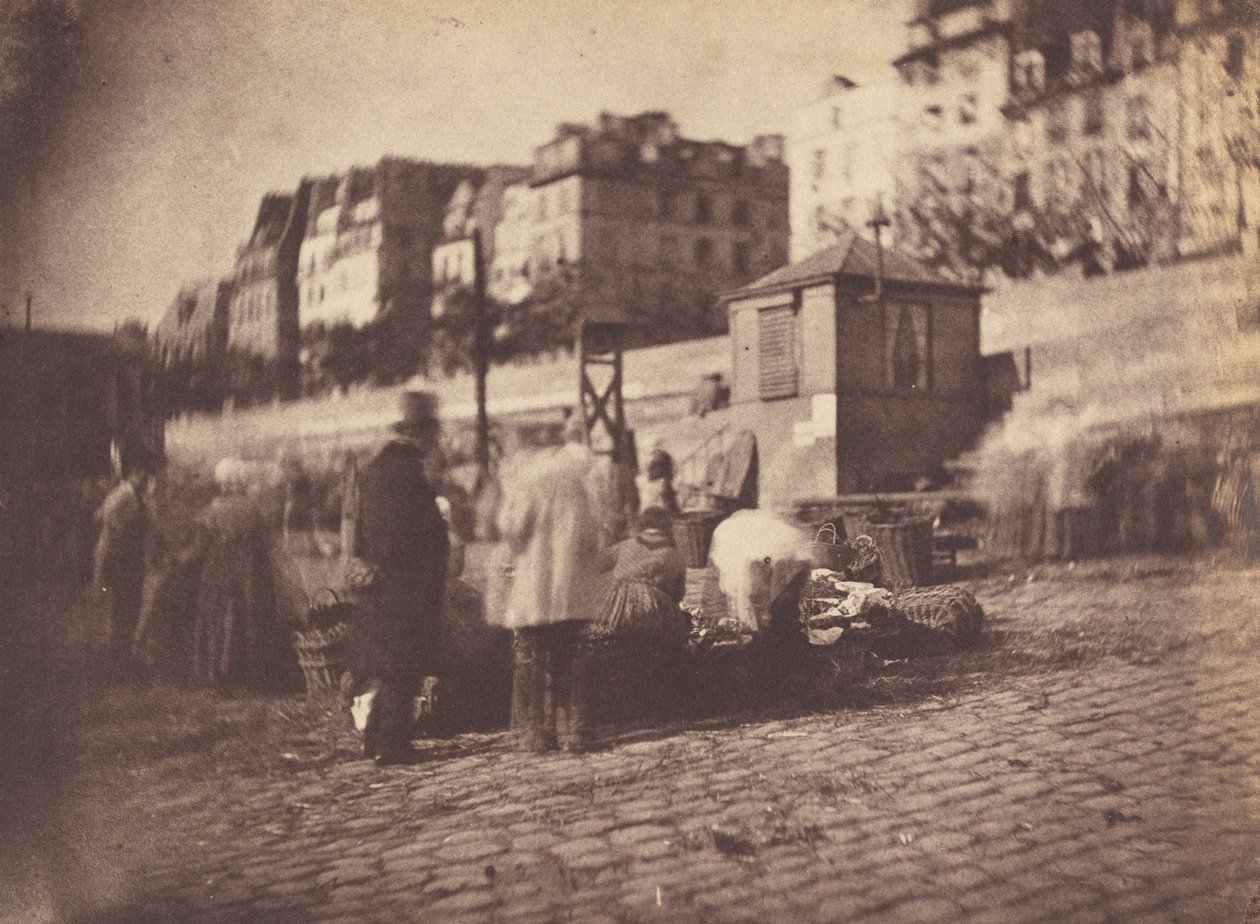 Markedsscene ved havnen i Hôtel de Ville, Paris av Charles Nègre