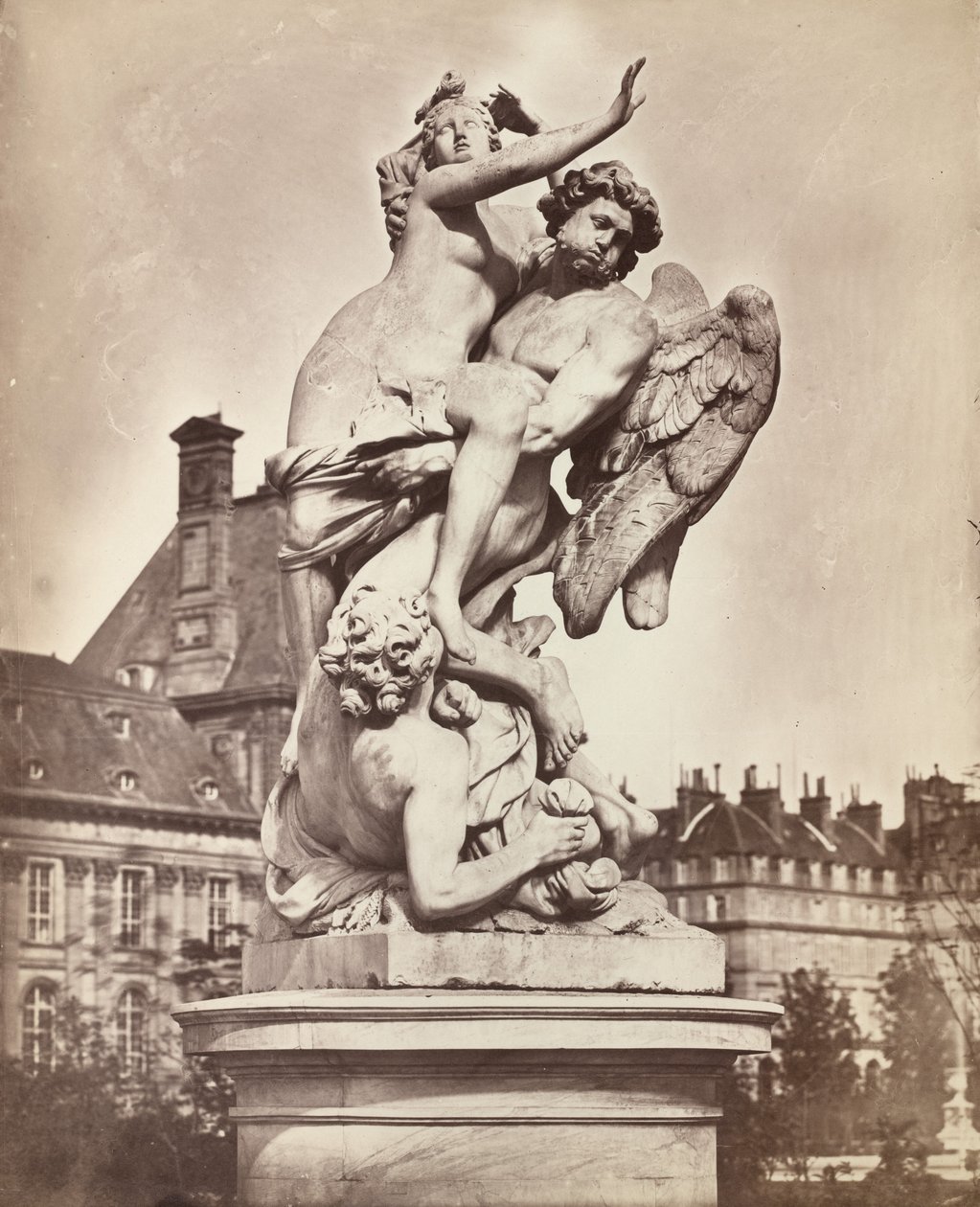 Statue fra Tuileriene: G. Marsy og A. Flamen: Boreas bortfører Orythia, 1859. av Charles Nègre