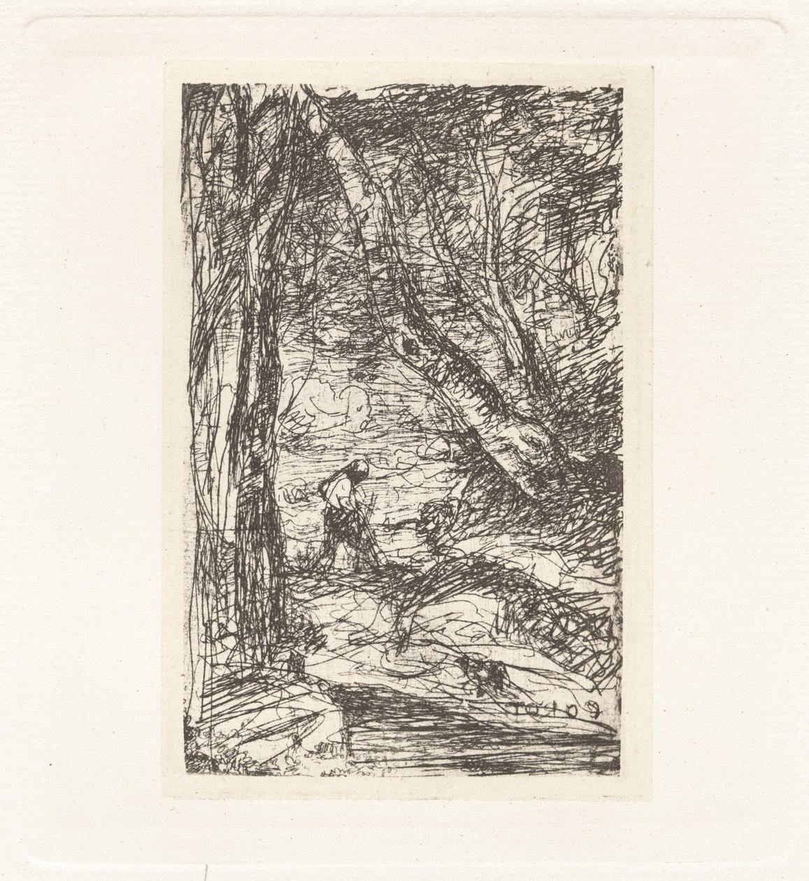Plate XI – Vedhoggeren (Plate XI – Vedhoggeren) av Charles Nègre, Jean Baptiste Camille Corot, André Jammes
