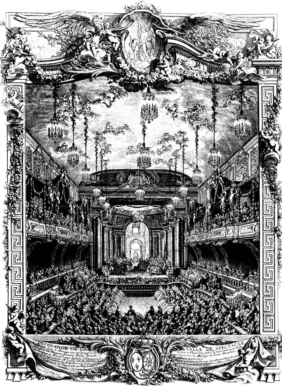 Dekorasjon av en hall i Versailles, Frankrike, 1745. av Charles Nicolas Cochin